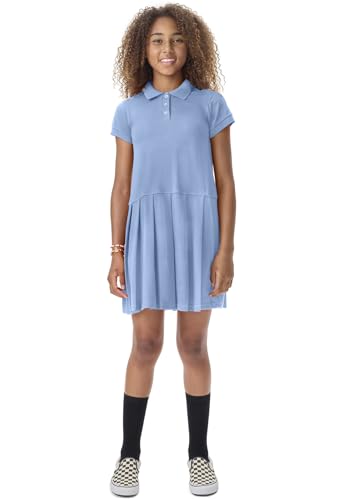 Image of Classroom School Uniforms Little Kids Pique Polo Short Sleeve Dress | Child Fit, Matching Ribbed Collar, Banded Sleeves, Three-button Placket, Comfortable Fit, School Uniform Essential