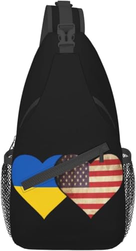 Mochila bandolera unisex con bandera de Ucrania y EE.UU. miniatura 1
