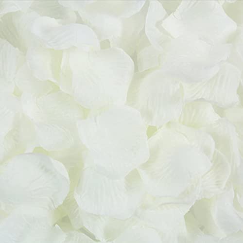 Haobase 2000Pcs Rose Petals Artificial Flower Fake Rose Petals for Valentines Day Propose, Wedding, Table Scatter Decoration (Ivory)