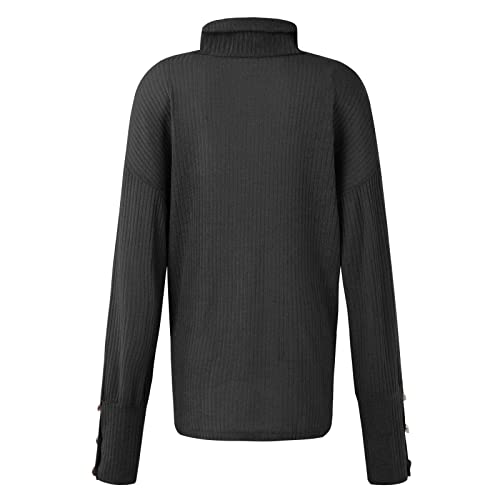 Swrowesi Womens Turtle Cowl Neck Solid Comfy Cable Knit Pullover Sweaters Pullover Sweater Long Sleeve Casual Jumper #TOP1