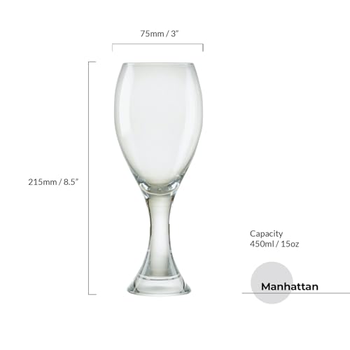 Manhattan Handmade Wine Glasses Perfect for Red Wine, White Wine, Water, or Beverages - 450 ml - Clear - Set of 2 Elegant Wine Glasses - Image 6