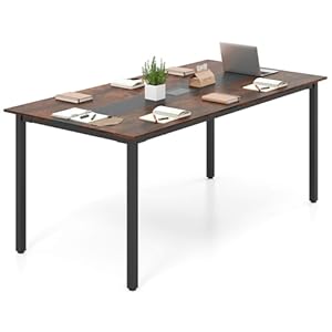 COSTWAY Konferenztisch 180x90cm rustikal Braun