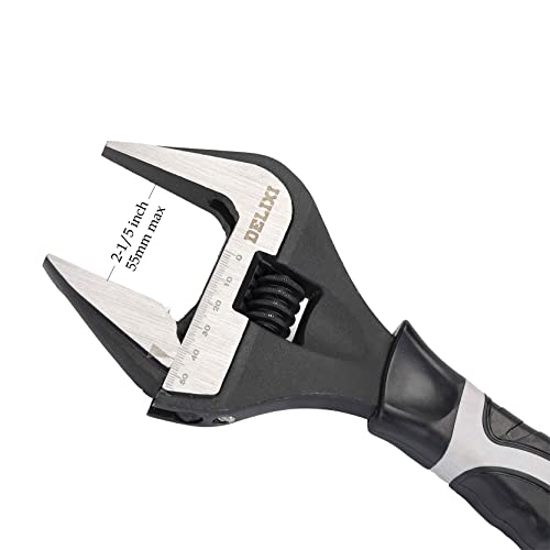 Delixi Stubby Adjustable Wrench Deep Jaw Wide Opening, Plumbing Wrench Set Chrome Vanadium Alloy Adjustable Spanner 12-Inch #TOP1