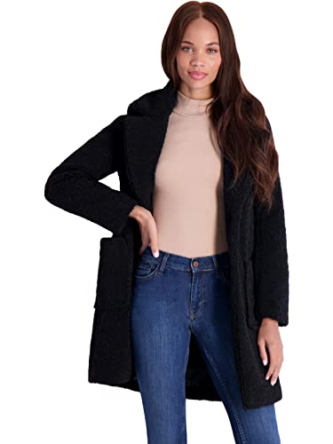 French Connection Womens Teddy Faux Shearling Faux Fur Coat Black L #TOP5