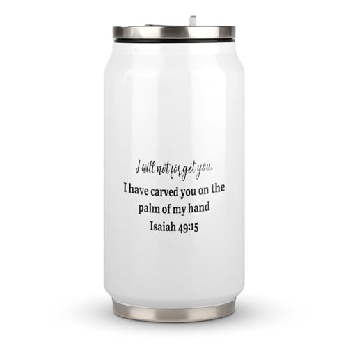 Yelolyio Gobelet de voyage en acier inoxydable avec couvercle et paille, avec inscription « I Will Not Forget You », pour garder les boissons froides et chaudes, 300 ml