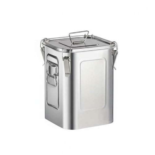 Seau boîte rangement acier inoxydable argenté stable 20L