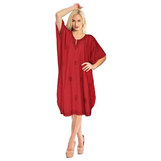 LA LEELA Casual Oficina Camisa Hawaiana Manga Corta Bolsillo Delantero Playa Vintage Piratas Owl Esqueleto Calabaza Skulls Cráneo Cosplay Disfraces De Fiesta De Halloween Plain Costume 3XL Rojo_W871