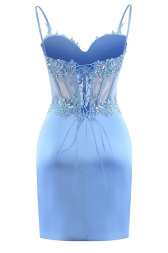 Mermaid Satin Short Homecoming Dresses for Teens Lace Sequin Applique Corset Prom Dress Ruffle Mini Cocktail Dress2