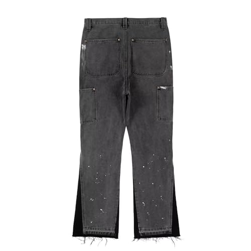 Color Match Ink Painted Baggy Jeans for Men Y2k Straight Denim Cargo Pants4
