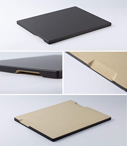 ROCKSHEAT Pizza Stone 12" x 15" Ceramic Coating Rectangular Baking & Grilling Stone, Perfect for Oven, BBQ and Grill. Innovative Built - in Handles Design