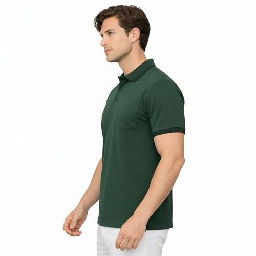 Image of Men's Premium Cotton Pique Polo T-Shirt, Classic Fit Short Sleeve Casual Summer Shirt, Soft & Breathable Fashion Polo
