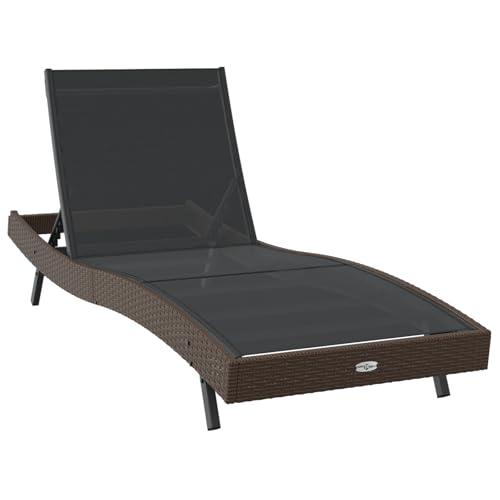 Chaise longue en polyrotin marron résistante aux intempéries et au soleil