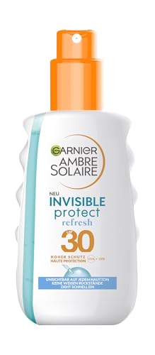 Garnier Sunscreen Spray SPF30 Invisible and Waterproof Sun Lotion with Cooling Effect, Ambre Solaire Invisible Protect Refresh, 1 x 200 ml