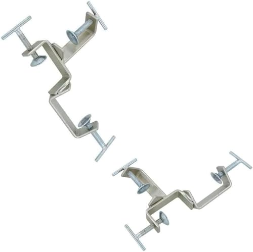 Image of 2PCS Adjustable Bricklaying Clamps | 3-Way Zinc-Coated Corner Timber Clamp Set | Profile Setting Brackets for Masonry, Walls & Brick Corner Setup (76mm to 38mm)