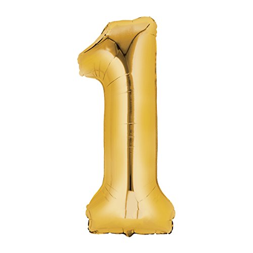 WT Ballon gonflable en forme de chiffre 40 cm (1, doré)