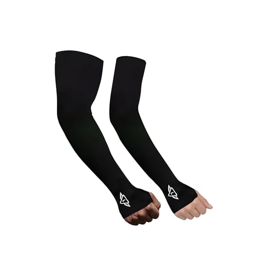 Image of Osmo Fabric Arm Sleeves With Thumb Extension for Men & Women | SPF 50+Sun Protection | Breathable Compression Arm Sleeves with Thumb Hole for Running,Cycling,Gym & Driving