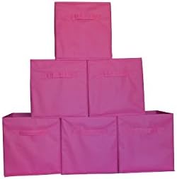 Pink Soft Sided Storage Boxes – 6 Pack Made of Durable Fabric to Last a Lifetime Great for Home Office or Apartment. These work well in Kitchens, Living Rooms, Laundry and Dorm Rooms