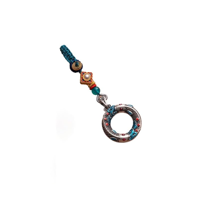 ADERFETBI Llavero Colgante de Llave de Coche con Hebilla de Paz Hueca de Plata Pura, Llavero abundante año Tras año for Hombre, joyería de Plata, decoración Colgante de Mochila Llavero Coche