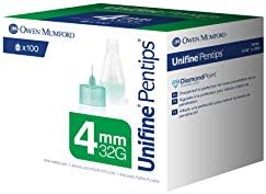 UNIFINE Pentips Pen Needles, 4mm X 32g, 100 Count