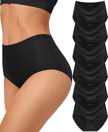 Image of Women Underwear Seamless No Show Full Coverage Briefs Invisible High Waisted Soft Breathable Panties 6 Pack