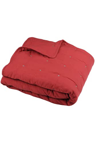 Lovely Casa Plaid - Couverture Matelassée Honorine - Rouge - 130 x 160 cm - Grand Plaid Doux et Chaud pour Canapé ou Chambre - Jeté de Lit Polyester - Idéal pour Moment en Famille à la Maison