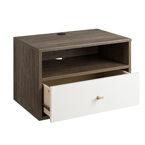 Prepac Transitional 1 Drawer Floating Nightstand with Open Shelf,...