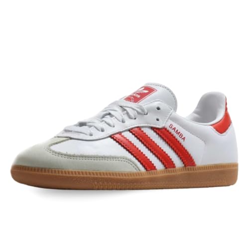 Image of Adidas Samba OG Womens Shoes, Cloud White /Solar Red /Off White, Size 7.5