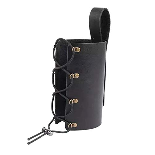 Kesoto Universal Leather Cup Holder,Drink Bottles Holder Adapter for Most of Motorcycles,Cars,Bike, Wheelchair,Walkers - Black