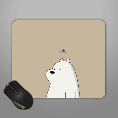 Image of Cute Mouse Pad - Printed Mousepad with Anti-Slip Rubber Base & Smooth Mouse Control for Laptop, Gaming, Notepad, Desktops (Ok Bear !!)