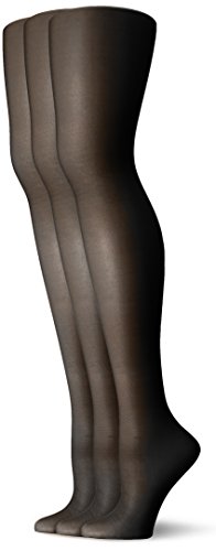 L'eggs Women's Energy 3 Pack All Sheer Panty Hose, Jet Black, B