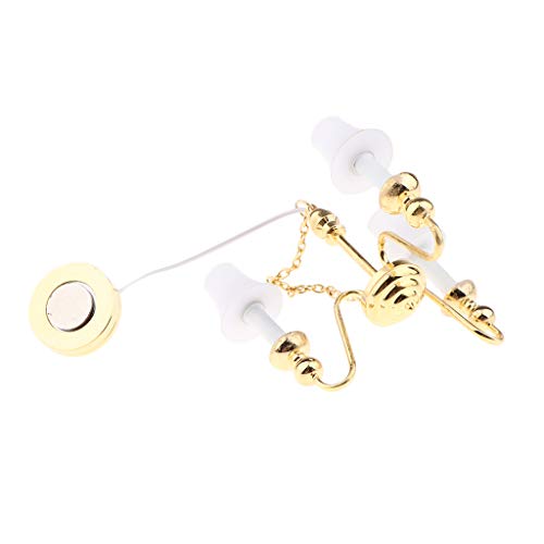 CUTICATE Puppenhaus Miniatur LED Licht Hängende Gold Decken Lampe Deckenleuche, Puppenstube Dekoration – Bild 6