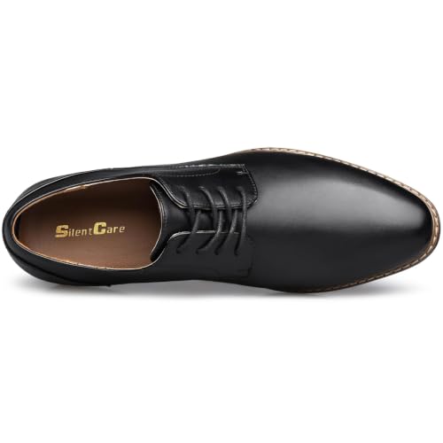 SILENTCARE Men's Oxford Formal Black Dress Shoes Business Comfortable Classic Wingtip Lace Up Shoes by SILENTCARE - Used condition - Image 3