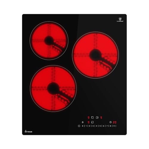 KKT KOLBE Placa vitrocerámica 45 cm autónoma | 3 zonas con resistencias | 9 niveles | sin marco | indicador calor residual | bloqueo de teclas y niños | KF4500RL