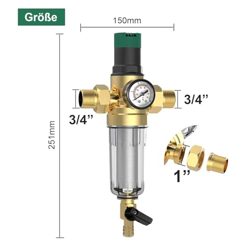 Water Filter with Pressure Reducer and Pressure Gauge - Image 3