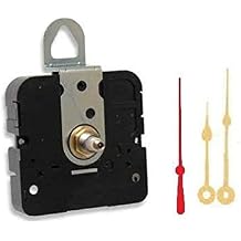 Takane Quartz Clock Movement Mechanism, Choose Your Hands and Size, USA Made 7/16" Threaded Shaft for dials up to 1/4" Thick, J Hands with red