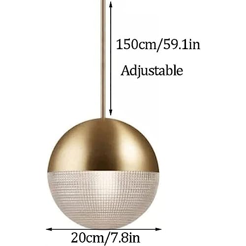 Lámpara colgante para techos altos con esfera ajustable dorada de 20cm 5