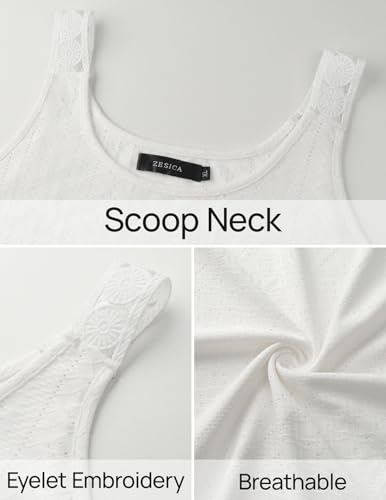 ZESICA Women's Summer Eyelet Tank Tops Loose Trendy Scoop Neck Sleeveless Flowy Beach Vacation Shirts4