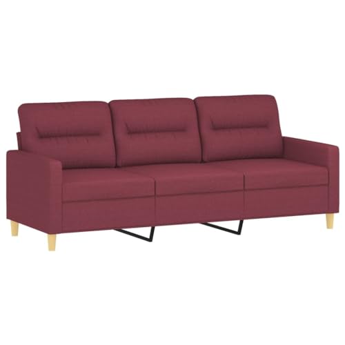 Emmtore Sofá de 3 plazas de Tela Rojo Tinto