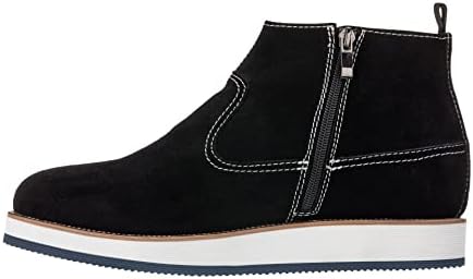 CALTO Men's Invisible Height Increasing Elevator Shoes - Black Nubuck Leather Mid-top Zipper Boots - 3 Inches Taller - Y30021 - Size 7.5 D(M) US | Image 6