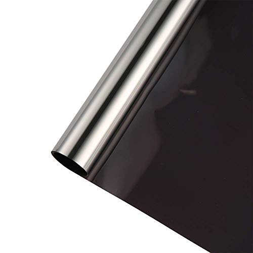 One Way Mirror Privacy Window Film, Heat Control And Anti - Uv Adhesive Reflective Window Tint For Home And Office, 60Inch X 17.7Inch, Black Silver #TOP1