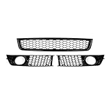 Front grille, Compatible For Audi A4 B6 2002-2005 Honeycomb Front Bumper Lower Grille Fog Light Covers(CZECH REPUBLIC)