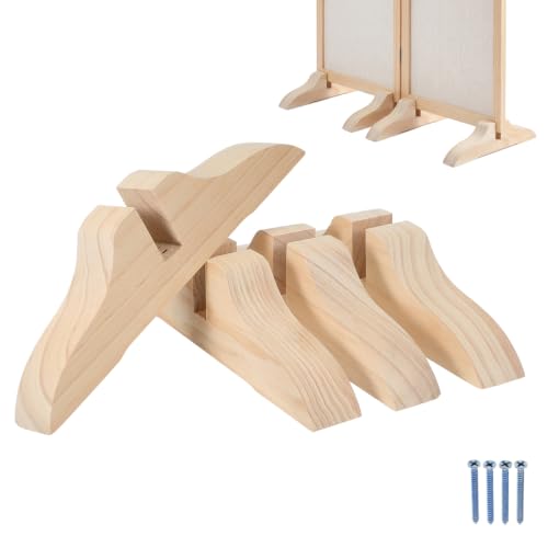 Amosfun Support De Paravent Bois 29X7.5X3.5Cm Lot De 4 Pieds Stables pour Cloison Intérieure Support Séparateur De Pièces Facile À Installer pour Maison Bureau