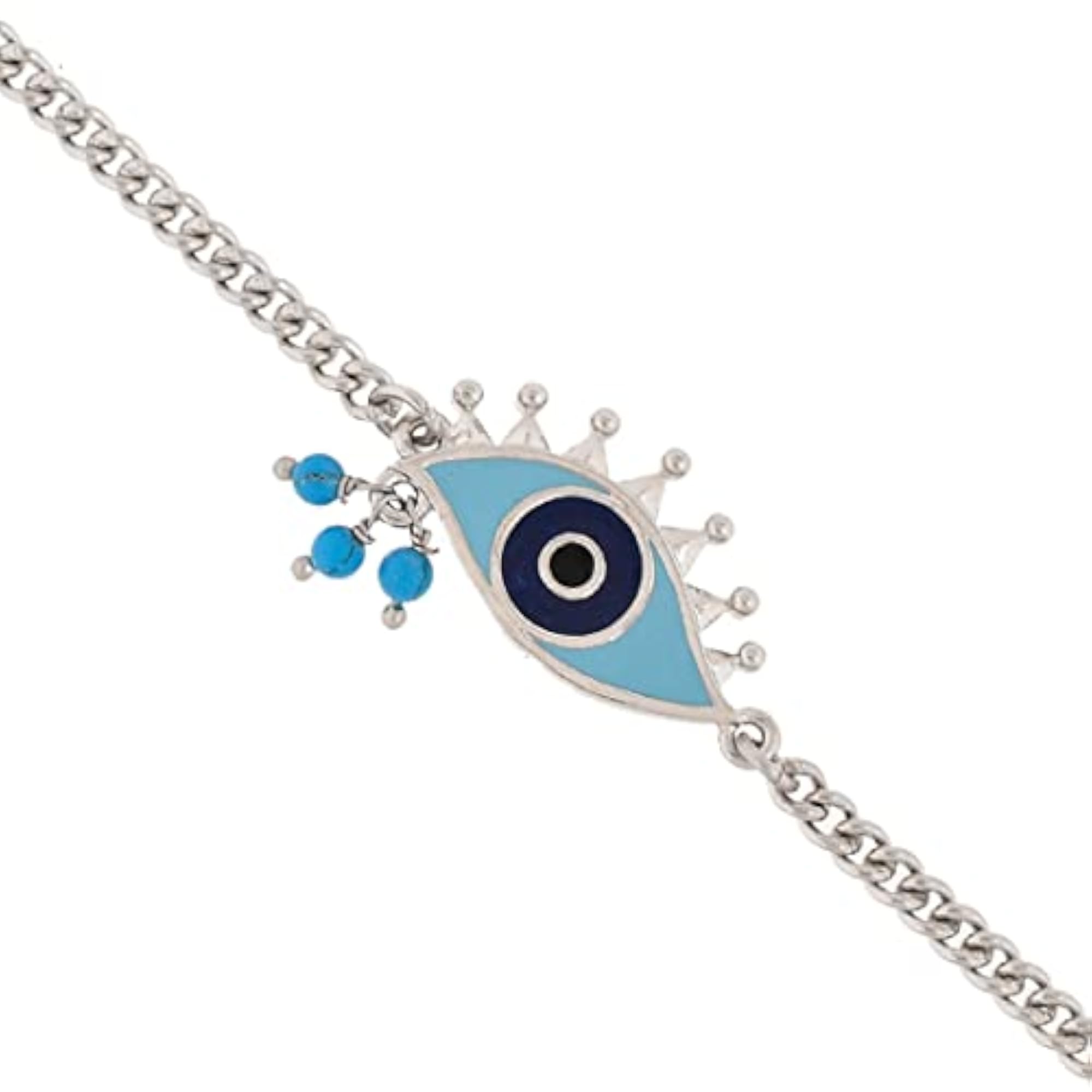 Evil Eye Oxidized Chain Bracelet for Protection