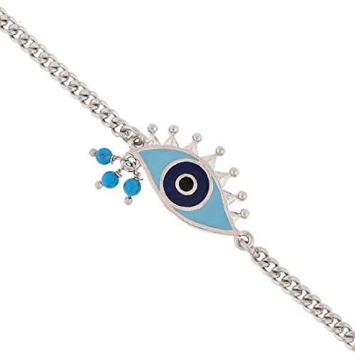 Evil Eye Oxidized Chain Bracelet for Protection