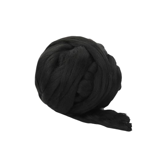 Merinowolle, 1 kg zum Spinnen, weiches, grobes Jumbo-Garn für Armstricken, Decken, Filzkern, kardierte Füllung, Schwarz