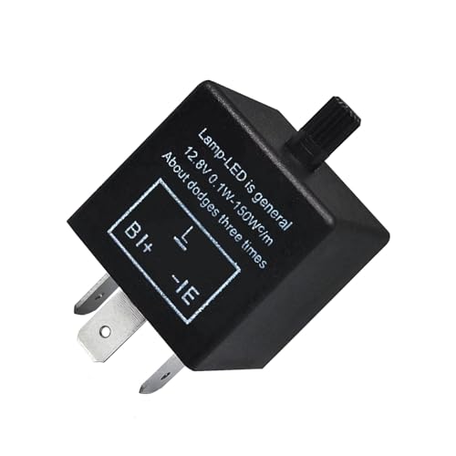 Teybouk Car CF-13 LED Flasher Relay, 12V 3 Pin Adjustable Vehicle Light Signal Relay, for Solving Bulb Over-Frequency Flashing Issues Rapid Flashing Malfunctions, for Most Vehicles (Black)