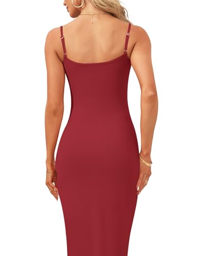 Image of AUSELILY Womens Bodycon Maxi Dress Square Neck Sexy Slip Long Dress | Sleeveless slip design with a long skirt line, Going out dress for celebrations, Style with heels