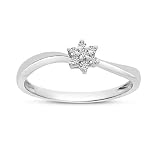 LXR 14K białe złoto diament Cluster pierścionek 0,06 ct