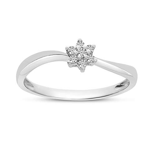 LXR 14K białe złoto diament Cluster pierścionek 0,06 ct