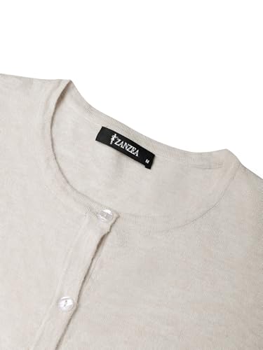 Image of ZANZEA Cropped Cardigan Sweaters for Women Color Block Lightweight Bolero Shrug Button Down Long Sleeve Tops Fall Outfits